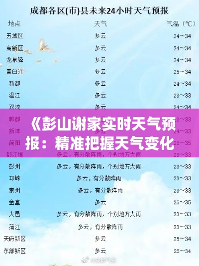 《彭山谢家实时天气预报：精准把握天气变化》