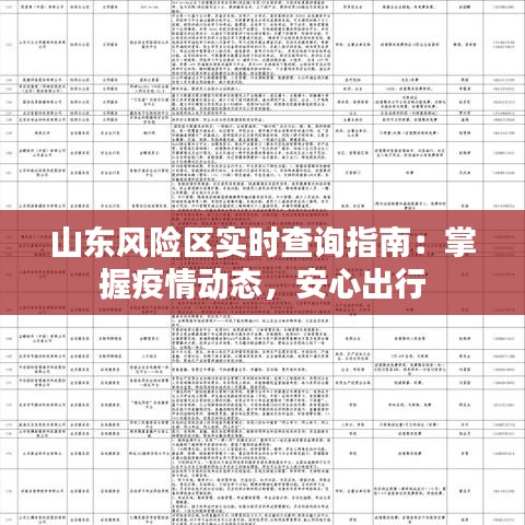 山东风险区实时查询指南：掌握疫情动态，安心出行
