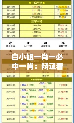 白小姐一肖一必中一肖：辩证看待概率与结果