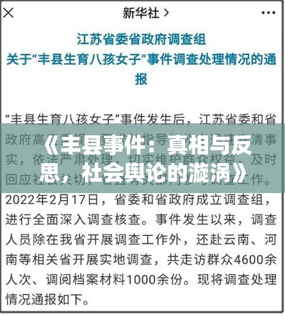 《丰县事件：真相与反思，社会舆论的漩涡》