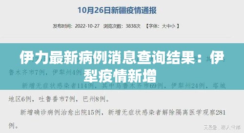 伊力最新病例消息查询结果：伊犁疫情新增 