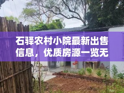 石驿农村小院最新出售信息，优质房源一览无余