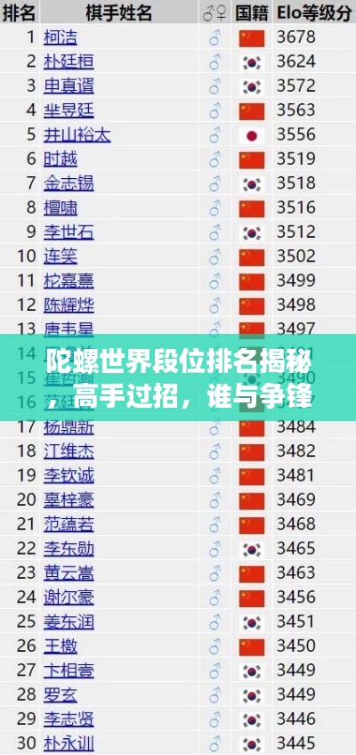 陀螺世界段位排名揭秘，高手过招，谁与争锋！