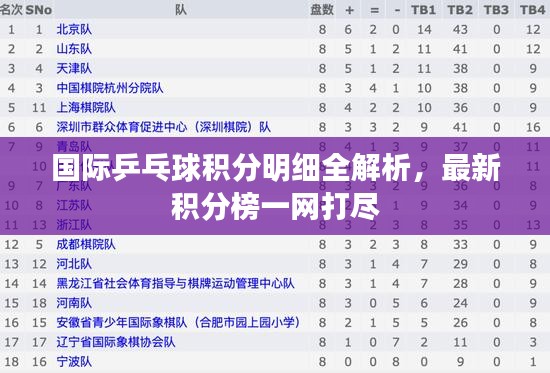 国际乒乓球积分明细全解析，最新积分榜一网打尽