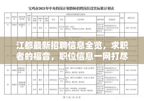 江都最新招聘信息全览，求职者的福音，职位信息一网打尽！