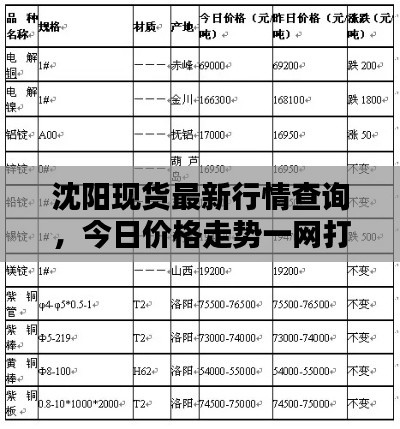 沈阳现货最新行情查询，今日价格走势一网打尽！