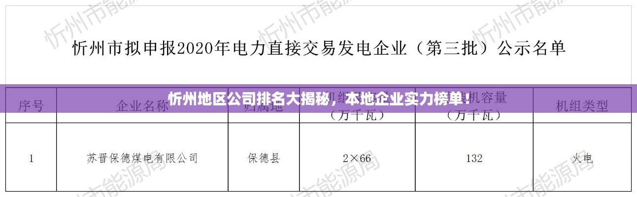 忻州地区公司排名大揭秘，本地企业实力榜单！