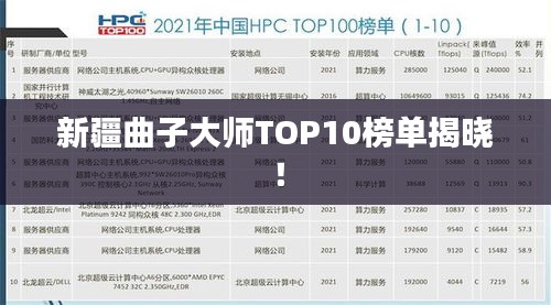 新疆曲子大师TOP10榜单揭晓！