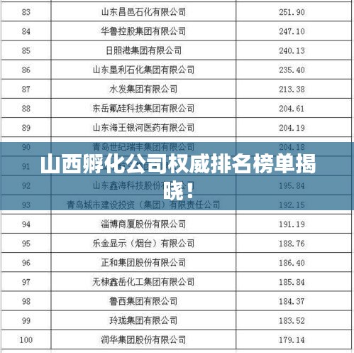山西孵化公司权威排名榜单揭晓！