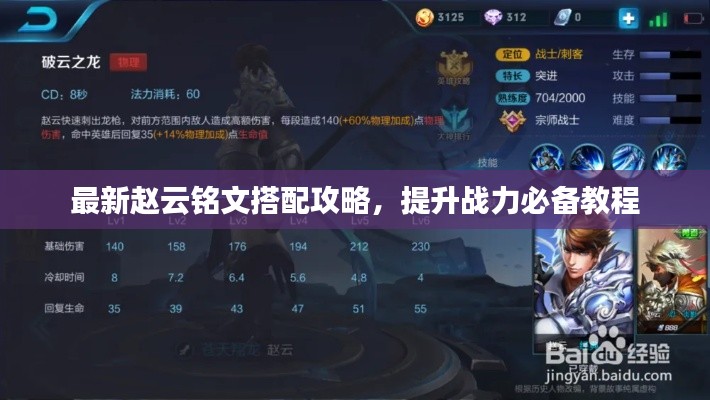 最新赵云铭文搭配攻略，提升战力必备教程