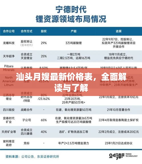 汕头月嫂最新价格表，全面解读与了解