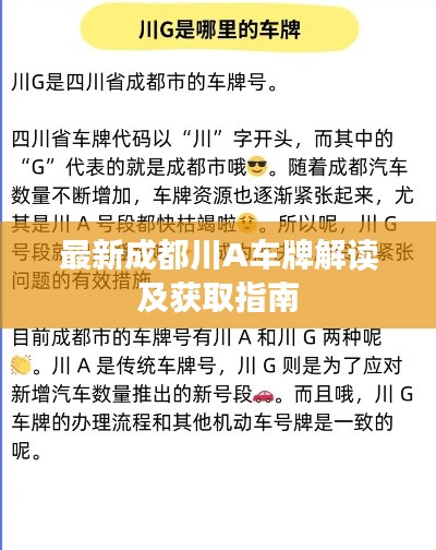 最新成都川A车牌解读及获取指南