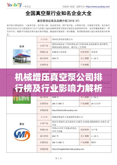 机械增压真空泵公司排行榜及行业影响力解析