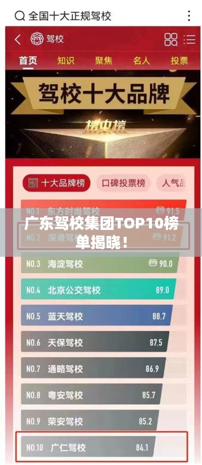 广东驾校集团TOP10榜单揭晓！