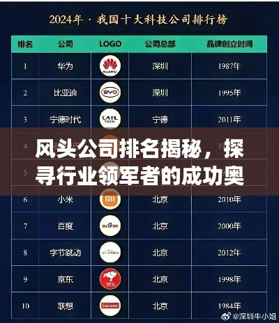 风头公司排名揭秘，探寻行业领军者的成功奥秘