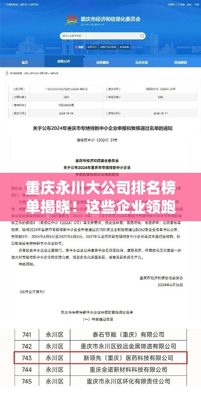 重庆永川大公司排名榜单揭晓！这些企业领跑全城！