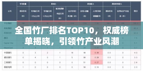 全国竹厂排名TOP10，权威榜单揭晓，引领竹产业风潮