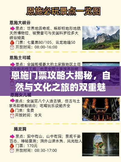 恩施门票攻略大揭秘，自然与文化之旅的双重魅力探索