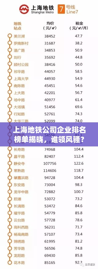 上海地铁公司企业排名榜单揭晓，谁领风骚？