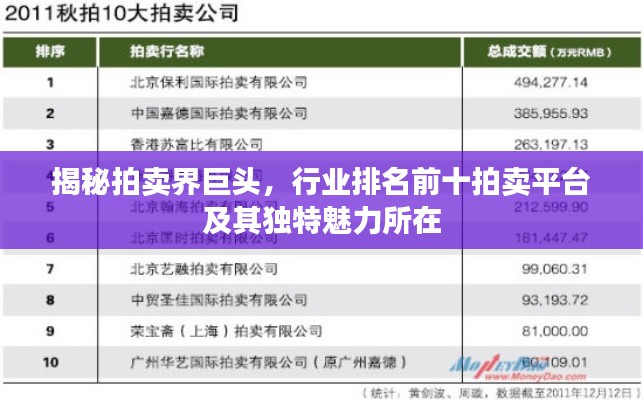 揭秘拍卖界巨头，行业排名前十拍卖平台及其独特魅力所在