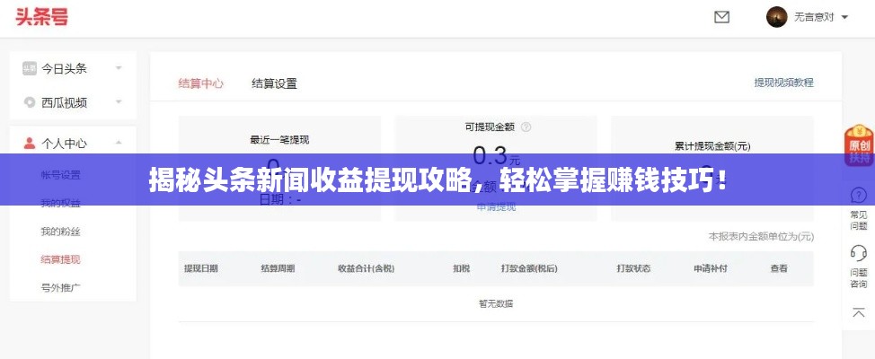 揭秘头条新闻收益提现攻略，轻松掌握赚钱技巧！