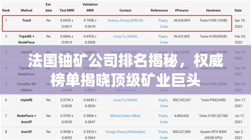 法国铀矿公司排名揭秘，权威榜单揭晓顶级矿业巨头
