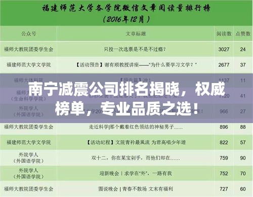 南宁减震公司排名揭晓，权威榜单，专业品质之选！